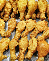 Chicken sticks at Myeongdong open street market in Seoul