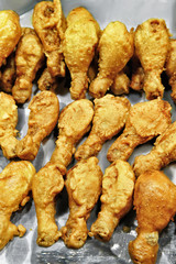 Chicken sticks in Myeongdong street market in Seoul