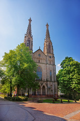 Fototapeta na wymiar City Church in the center of Baden Baden Germany