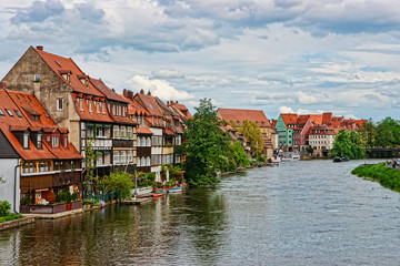 Fototapeta na wymiar Colorful Fishermen houses and Regnitz River Little Venice Bamberg