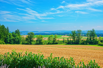 Courtyard at village in Yverdon les Bains in Switzerland