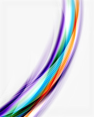 Naklejka premium Smooth colorful line on white. Wave abstract background