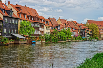 Fishermen houses over Regnitz River of Little Venice Bamberg