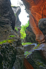 Fototapeta premium Gorge in Trummelbach falls of Lauterbrunnen valley Bern canton Switzerland