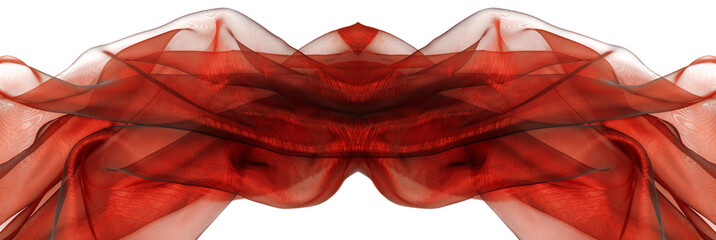  wavy red organza big border panoramic size