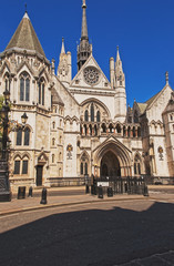 Main entrance of Royal Courts of Justice in London