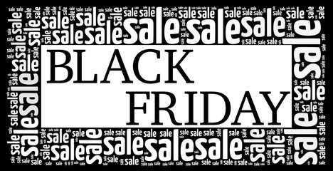 Obraz premium Black Friday Sale in word collage