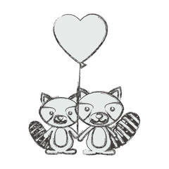 Raccoon cartoon in love icon. Animal cute adorable creature and friendly theme. Isolated design. Vector illustration
