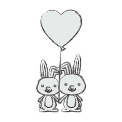 Rabbit cartoon in love icon. Animal cute adorable creature and friendly theme. Isolated design. Vector illustration
