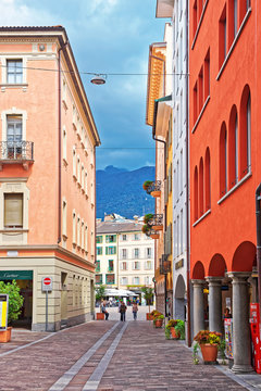 Nassa Street in city center in Lugano in Ticino Switzerland