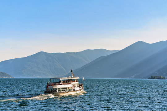 Passenger ferry at Ascona in Ticino in Switzerland