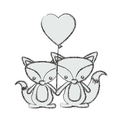 Fox cartoon in love icon. Animal cute adorable creature and friendly theme. Isolated design. Vector illustration