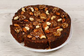 winter pie on a white wooden background

