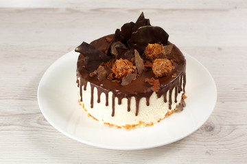 cake on a white wooden background
