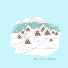 Gassho zukuri in the snow