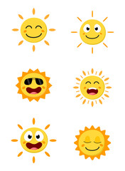 Happy Sun cartoon set 