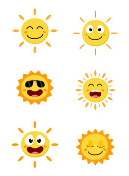 Happy Sun cartoon set 