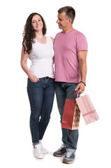 Happy couple with shopping bags