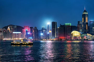 Stoff pro Meter Skyline at Victoria Harbor of Hong Kong © Roman Babakin