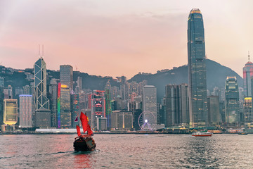 Skyline on Victoria Harbor in HK