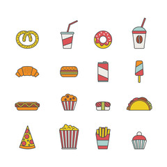 fast food. set of minimalistic line icons.