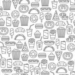 seamless pattern with fast food icons
