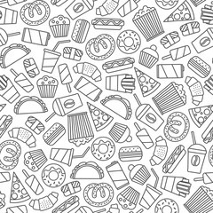 seamless pattern with fast food icons