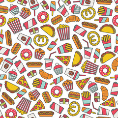 seamless pattern with fast food icons