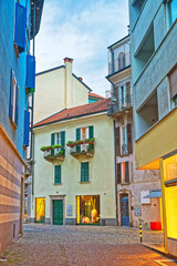 Street at city center in Locarno of Ticino Switzerland