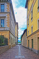 Street in city center in Lugano Ticino Switzerland