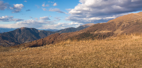 Monte Panarotta. autumn view of the mountains of Cima Panarotta, Levico Terme, Trentino Alto Adige, Italy
