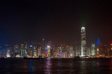 Obraz premium Symphony of Lights at Victoria Harbor in Hong Kong