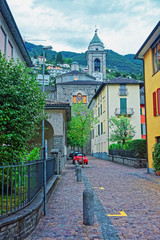 Fototapeta na wymiar Tower of Saint Antonio Church in Locarno Ticino Switzerland