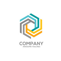 Hexagon color logo concept illustration. Hexagon abstract logo. Vector logo template Design element
