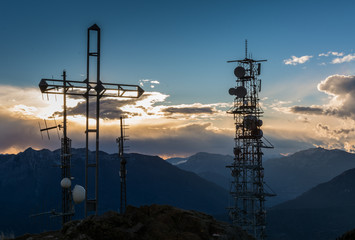 Antenna for telecommunications at Cima Panarotta (m 2002), Levico Terme, Trentino South Tyrol, Italy
