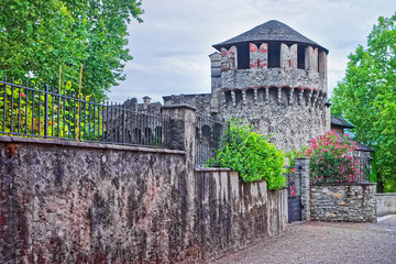Visconteo Castle in city center in Locarno of Ticino Switzerland
