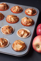 apple muffins on a black background