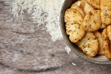Snack of senbei rice cake japanese