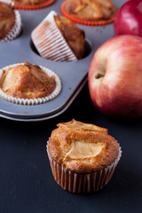 apple muffins on a black background