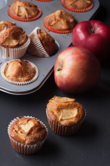 apple muffins on a black background