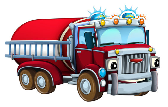 Cartoon firetruck - illustration for children