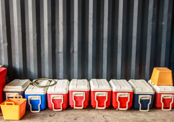 Ice chest on container background