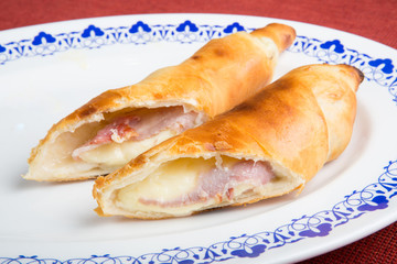 Fresh khachapuri with bacon