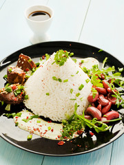 Rice with pork ribs and red beans