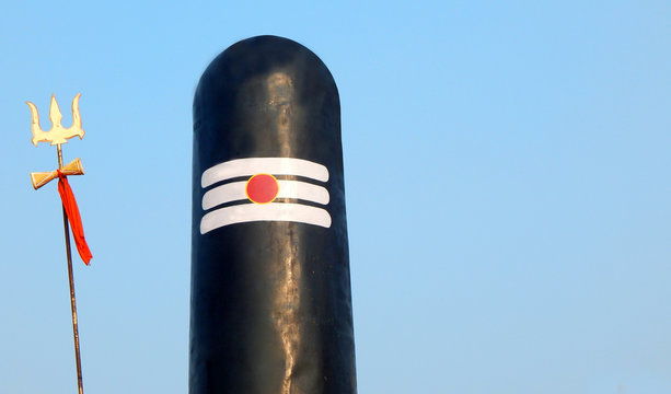 Hindu God Shiv linga idol with trishul