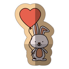 Rabbit cartoon in love icon. Animal cute adorable creature and friendly theme. Isolated design. Vector illustration