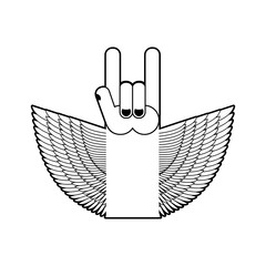 Rock haRock hand and wings symbol of music. Rock and roll emblem
