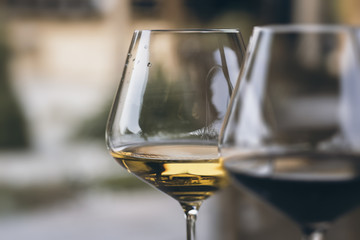 Glass of Chardonnay White Wine Close Up - 128060524