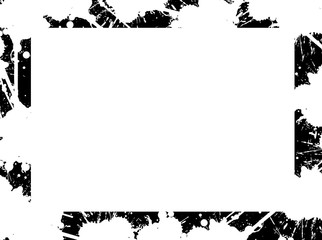 Black and white Frame. White strokes and blots form a graphic frame around a black background.