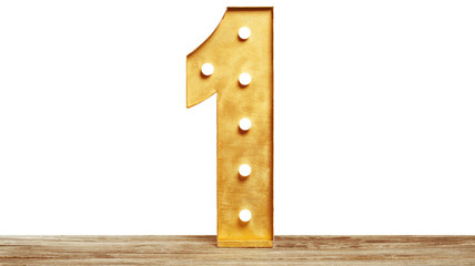 Big plastic numbers with shining light bulbs